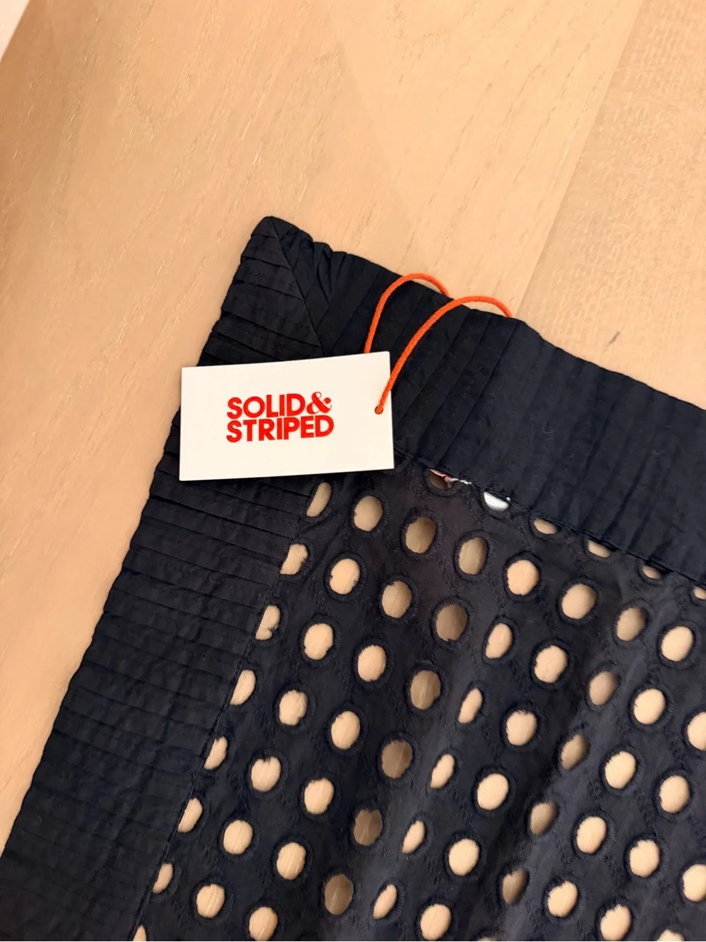 Brand new SOLID & STRIPED Black Eyelet coverup